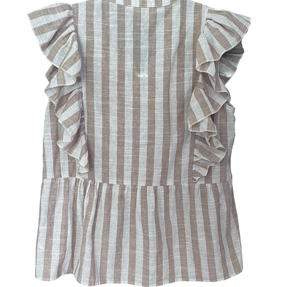 Savanna Jane Aztec Embroidered Ruffle Sleeve Too in Red White Blue Tan size S - Picture 4 of 14